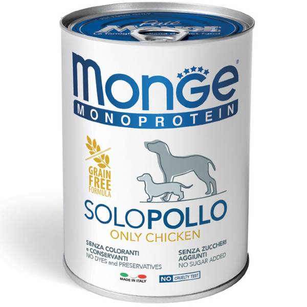 Monge Patè Monoproteico al Pollo 400g - Cibo Umido per Cani Monge Patè Monoproteico al Pollo 400g - Cibo Umido per Cani